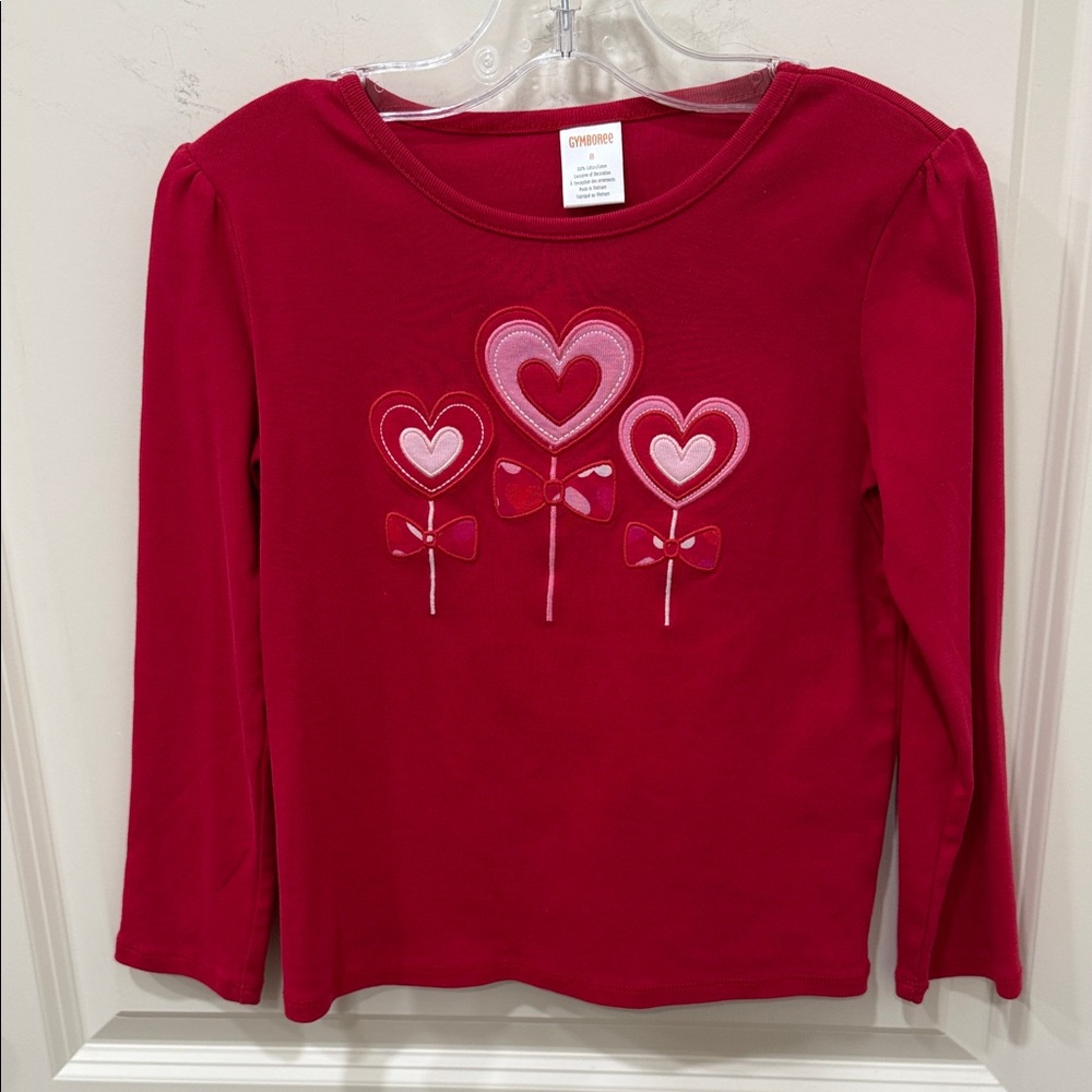 Gymboree Red Long Sleeve Shirt with Heart Lollipops